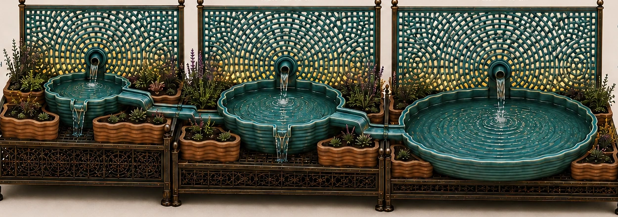 Bustanaut modular water, planting and mashrabiya system